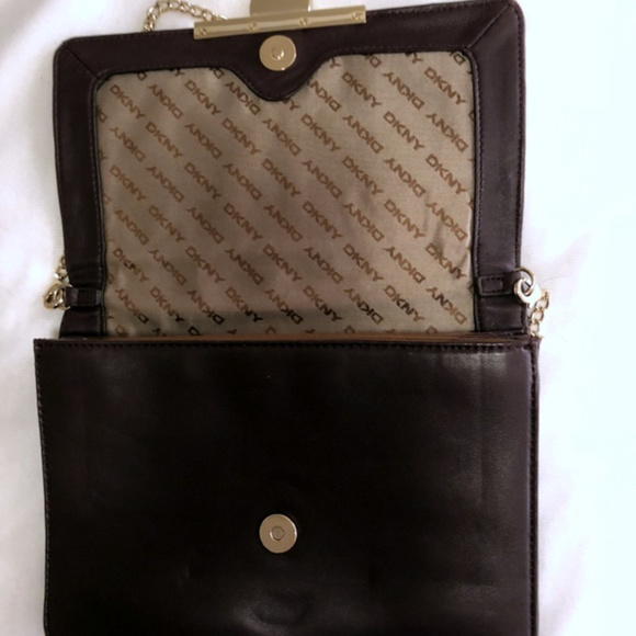 DKNY Espresso Brown Leather Textured Shoulder Bag - Picture 8 of 8